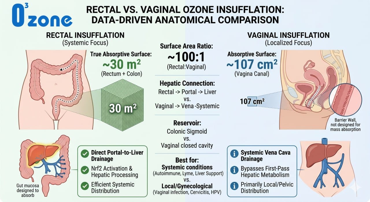 Rectal vs Vaginal Ozone Insufflation: Data-Driven Anatomical Comparison